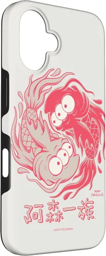 Vista 3 de Funda blanca japonesa para iPhone 16 Los Simpsons Koi Blinky Yin Yang