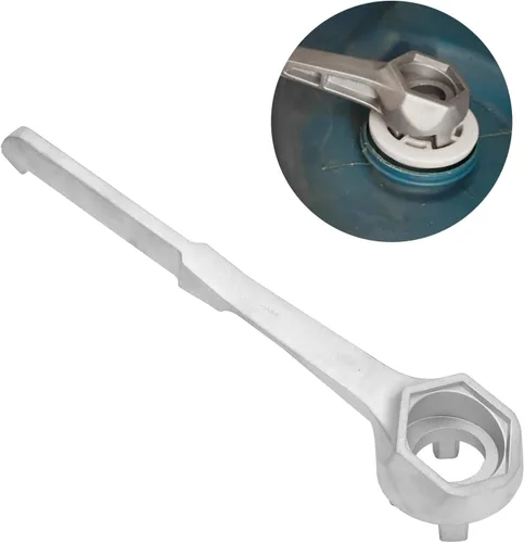 Vista 4 de Llave de tambor y llave de aluminio, ajuste universal para abrir tambores de 10, 15, 20, 30, 55 galones, ligera y resistente, ideal