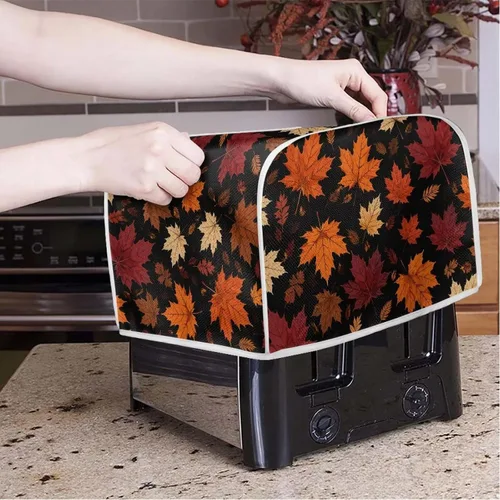 Vista 3 de Talayituse Autumn Maple Leaf Print Toaster Cover 2 Slice Bread Toaster Oven Cover Washable Toasters Dust Covers Kitchen Small Appliance Covers