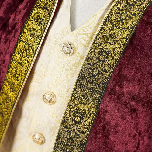Vista 6 de VOREING Chaqueta medieval steampunk para hombre, chaqueta victoriana de príncipe