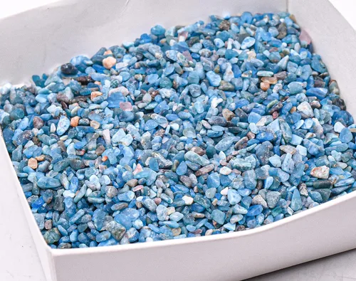 Vista 4 de Piedras pequeñas de apatita azul intenso, 7.05 oz (7 onzas), piedras preciosas pulidas, piedras preciosas naturales brillantes, muestras minerales