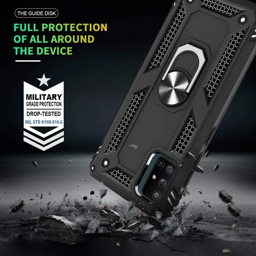 Vista 7 de TJS Para Samsung Galaxy A71 5G Case Protector de pantalla de vidrio Azul
