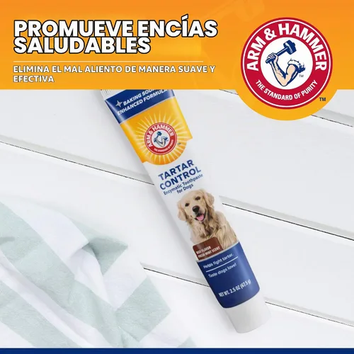 Vista 3 de Pasta dental para perros, sabor carne de res Arm & Hammer Advanced Care Enzymatic Fórmula enzimática de bicarbonato de sodio, sabor a carne