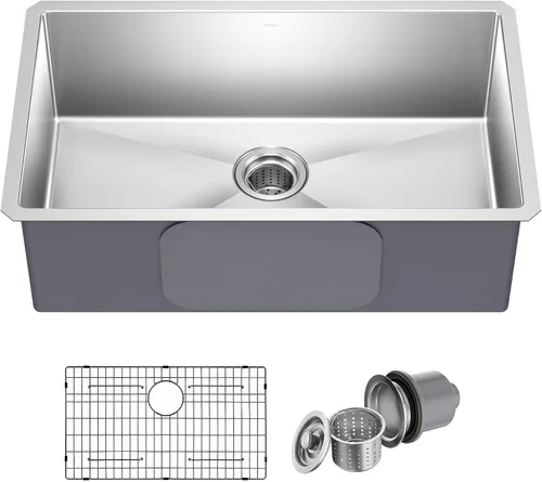 Vista 16 de Kraus Standart PRO - Fregadero de cocina de montaje inferior con tazón individual para bar de acero inoxidable, calibre 16, 10 pulgadas, KHU101-10