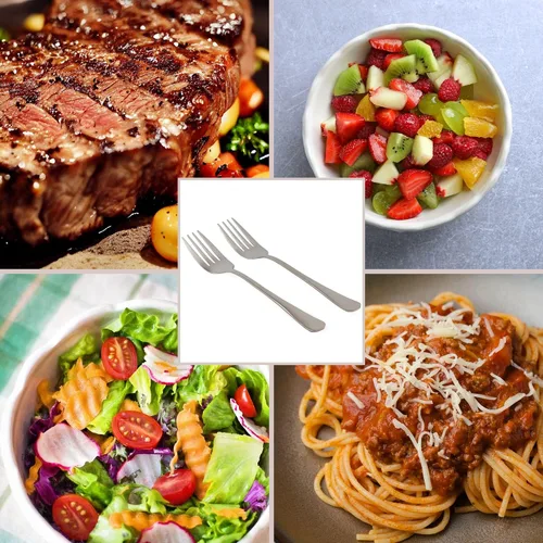 Vista 4 de Cornucopia Brands Juego de 2 tenedores para servir (2) - Elegante tenedores de servicio de primera línea, tenedores de servicio estilo buffet