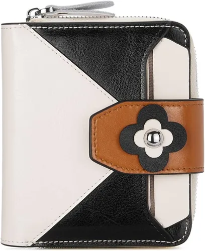 Vista 12 de BOSTANTEN - Billetera de cuero para mujer, pequeña, con bloqueo RFID, de dos pliegues, bolsillo con cremallera, tarjetero con ventana para 1-beige