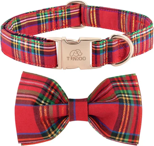 Vista 9 de Tunkoo Collar de otoño para perro con elegante pajarita, duradero, ajustable y elegante collar de otoño para mascotas, disponible en tamaño pequeño