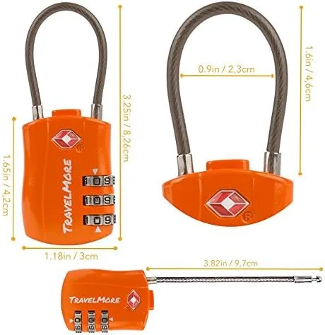 Vista 2 de Aprobado por la TSA Cerraduras de equipaje de combinación de cable de viaje para maletas Paquete de 1, 2, 4 & 6