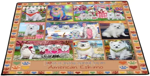 Vista 16 de Doggie of the Day American Eskimo Dogs Floor Mat - 4th of July Independence Day - Best Dog Doormat - Protector Decor - Unique Portrait Art - Premium