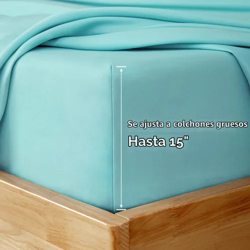 Vista 3 de HOMEIDEAS Sábanas de cama tamaño completo – Juego de 6 piezas (azul aguamarina) – Sábanas de ropa de cama de microfibra cepillada extra suave