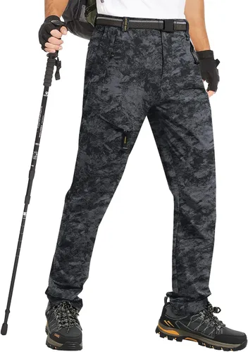 Vista 3 de SIKAINI Pantalones tácticos de secado rápido para hombre, ligeros, impermeables, para senderismo, Ripstop, con cinturón