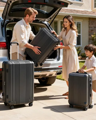 Vista 2 de Coolife Maleta Expandible PC+ABS Juego de 3 piezas con cerradura TSA Spinner 20in24in28in, plateado