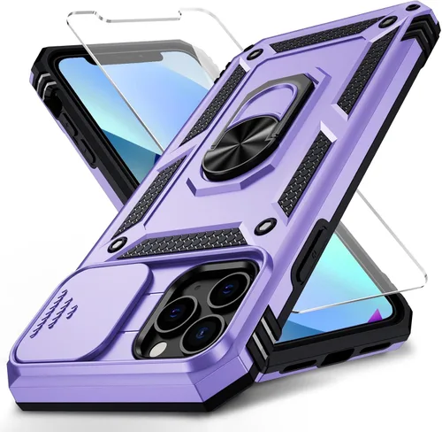 Vista 25 de Funda para iPhone 11 Pro con cubierta para lente de cámara, protector de pantalla HD, protección contra caídas de grado militar de 10 pies, soporte