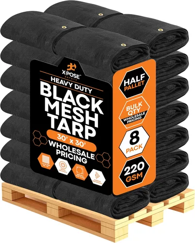 Vista 80 de Xpose Safety Lona de malla resistente, 4 x 10 pies, cubierta protectora negra multiusos con flujo de aire, uso para amarres, sombra, vallas, toldos