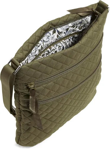 Vista 4 de Bolso cruzado hipster de algodón con triple cremallera para mujer