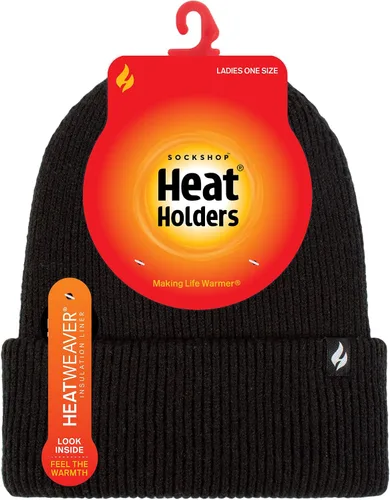 Vista 2 de Heat Holders Gorro de punto acanalado de color liso para mujer