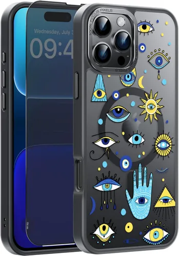 Vista 149 de Goodon para iPhone 15 Pro Max con protector de pantalla de privacidad, compatible con Magsafe, funda translúcida mate a prueba de golpes - Linda