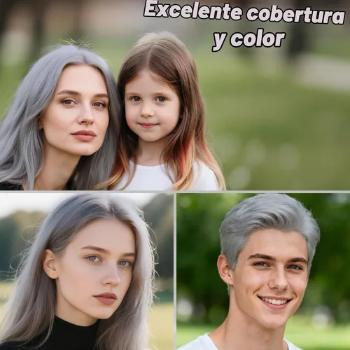 Vista 4 de Spray de color temporal para el cabello gris plateado, color vibrante instantáneo, 4 onzas Plateado (sliver)
