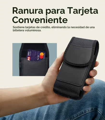Vista 3 de Funda para teléfono compatible con iPhone SE 2020/2022, 8, 7, 6, 13/12 Mini, Galaxy S10E, Soporte para cinturón de teléfono con tarjetero y cierre