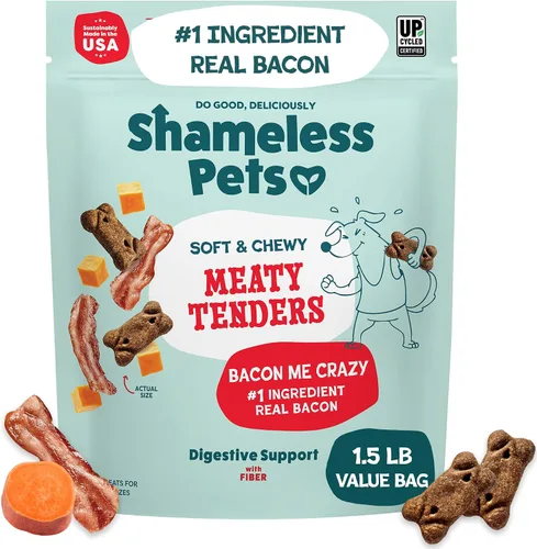 Vista 16 de Shameless Pets Golosinas suaves y masticables para perros, Bacon Me Crazy Meaty Tenders, 8 onzas, el tocino real es el primer ingrediente, sin