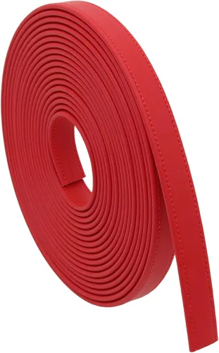 Vista 8 de lalatia Correas de cuero sintético cosidas para manualidades, tiras de cuero con costuras de 1/2 pulgada de ancho, 2 yardas de largo, color negro