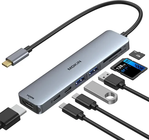 Vista 11 de Estación de acoplamiento USB C Estación de acoplamiento tipo USB C a adaptador HDMI para monitor dual 4K@60HZ para MacBook Pro 2020-2016, MacBook