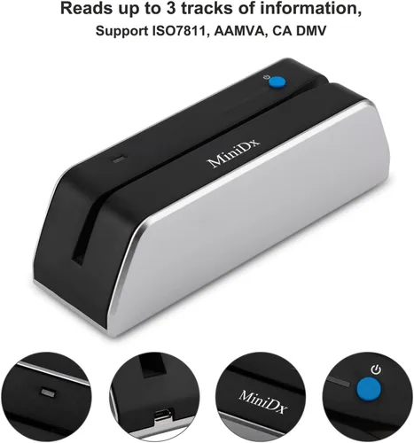 Vista 2 de MSR X6 Bluetooth lector de tarjetas de deslizamiento magnético escritor codificador 3-Track MSRX6BT para móvil/tabletas/PC
