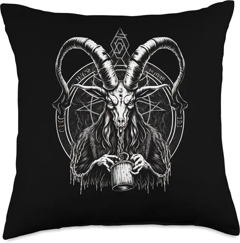 Vista 4 de Demon Baphomet Witchcraft Gift Demon Baphomet - Almohada gótica y de brujería oculta, 16 x 16 pulgadas, multicolor