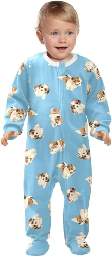 Vista 2 de Nnamluu Peleles para bebé, ropa de bebé, trajes de algodón, bebés, patrón de perros, 0-24 meses