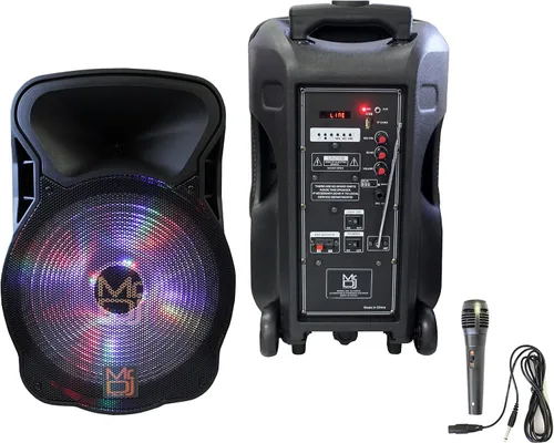 Vista 6 de DJ12BAT Altavoz de potencia máxima de 12 pulgadas y 2000 W con Bluetooth y batería incorporados, 1 pulgada LCD/MP3/USB/Micro SD