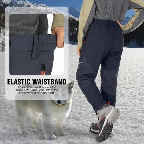 Vista 6 de Toomett Pantalones cargo de nieve para niños, niñas y niños al aire libre con forro polar suave Shell senderismo pesca esquí pantalones aislados