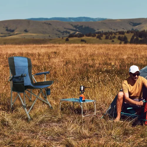 Vista 7 de Silla de Campamento para Adultos de Servicio Pesado, Sillas Portátiles para Patio y Césped al Aire Libre, Soporta 350 Libras, Respaldo Alto