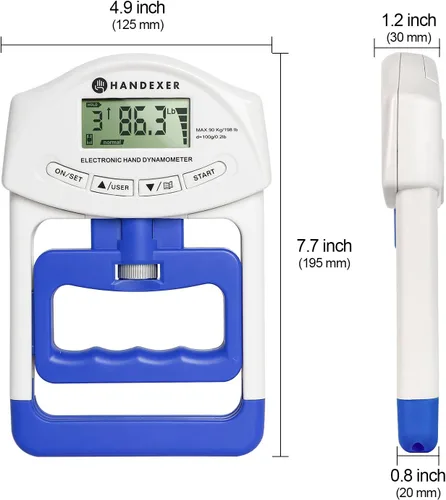 Vista 6 de Grip Strength Tester, Digital Hand Dynamometer FDA Registered with Backlit LCD for Grip Strength Testing and Training