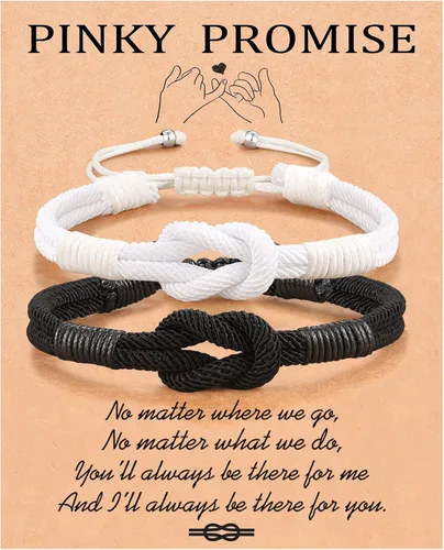 Vista 8 de Eryuor Pinky - Pulseras de nudo de promesa, regalos para parejas, Navidad, aniversario, día de San Valentín, regalos para hombres, mujeres, novio