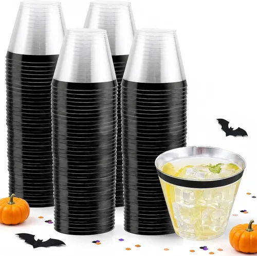 Vista 27 de WELLIFE 50 vasos de plástico dorados de 12 onzas, tazas de fiesta A-Oro