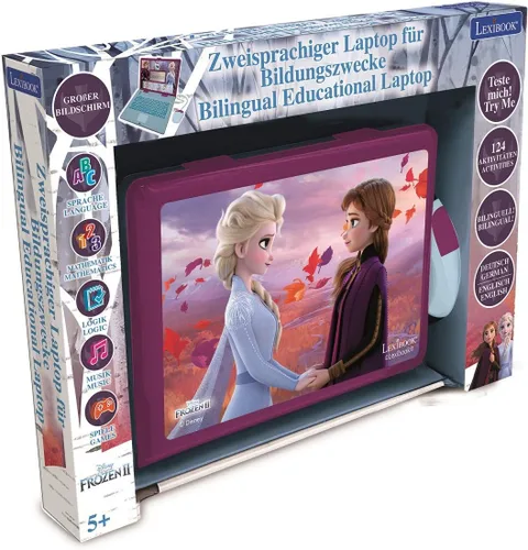 Vista 5 de Lexibook Disney Frozen 2 - Portátil educativo y bilingüe alemán/inglés - Juguete para niñas con 124 actividades para aprender, jugar juegos y música