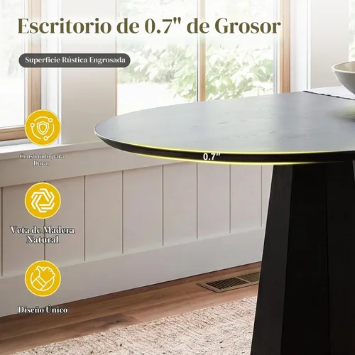 Vista 5 de CIMOTA Mesa de comedor de granja de 71 pulgadas para 6 mesas de cocina Negro