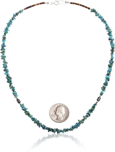Vista 5 de $200Tag Collar de plata con certificado Navajo Nativo Americano Turquesa Natural 16072 Hecho por Loma Siiva, Metal Piedra, turquesa estabilizada