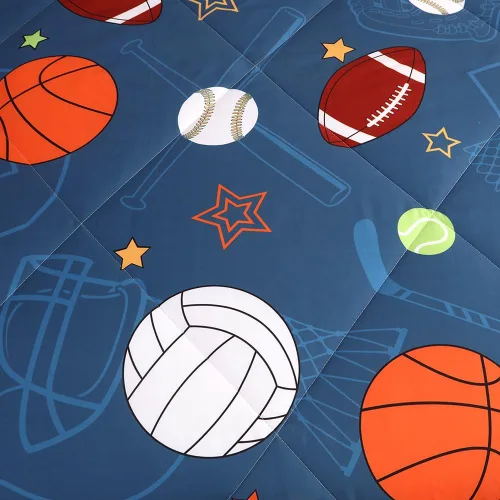 Vista 9 de Juego de ropa de cama de baloncesto 3D tamaño matrimonial, juego de edredón de fútbol para niños y niños, juego de edredón de fútbol de 7 piezas