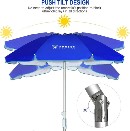Vista 4 de Ammsun 2017 Sombrilla de playa plegable de 6 pies con bolso de transporte portátil, con revestimiento de plata en el interior, FPS 50+