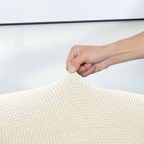 Vista 3 de FORCHEER - Juego de 4 fundas para sillas de bar con respaldos, fundas de jacquard beige para sillas de comedor, funda extraíble y lavable