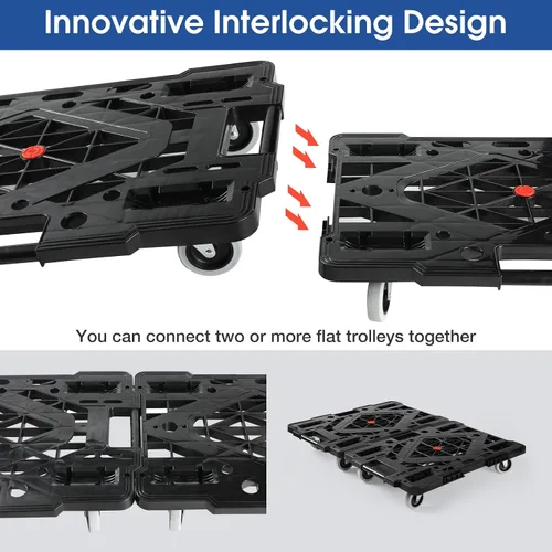 Vista 5 de 2 unidades de carrito plano grande, capacidad de 1760 libras, carrito móvil resistente, 4 ruedas, rectangular, multifuncional, transportador