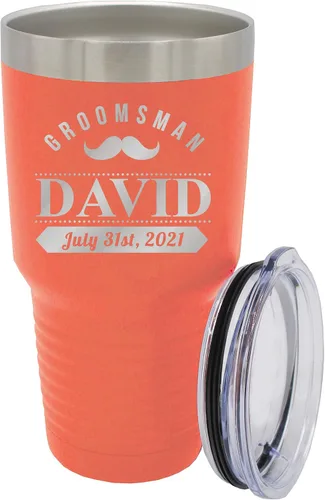 Vista 9 de Vaso de padrinos de boda grabado personalizado, taza de acero inoxidable aislada personalizada para padrino de boda, despedida de soltero, boda