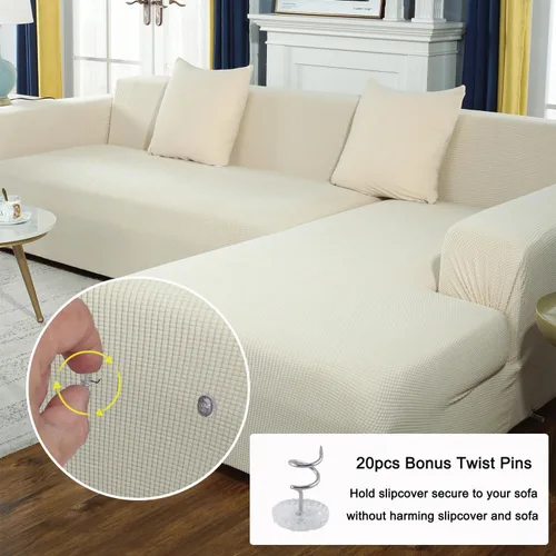 Vista 5 de Aedlcal Fundas para sofá, fundas para sofá modular, 2 piezas, fundas elásticas de jacquard para sofá, funda antideslizante en forma de L para sala