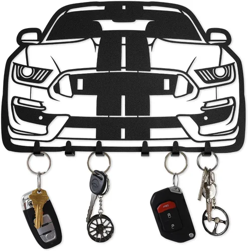 Vista 8 de MOOH Llavero de metal automotriz con 6 ganchos, regalo único para amantes de los automóviles montado en la pared para hombres y mujeres, decoración