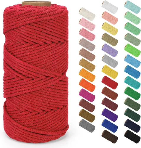 Vista 141 de Cuerda de macramé de 0.079 in x 220 yardas (656 pies), cuerda de algodón natural para colgar en la pared, ganchos de plantas, manualidades Verde