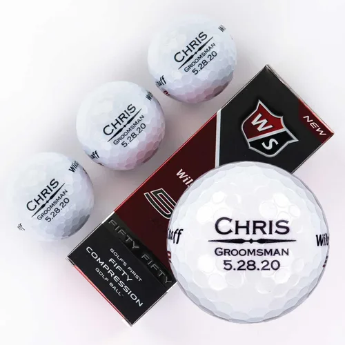 Vista 13 de Wilson - Funda de 3 pelotas de golf personalizadas para hombres, regalo de padrinos de boda, regalos para el padre de la novia, diseño personalizado