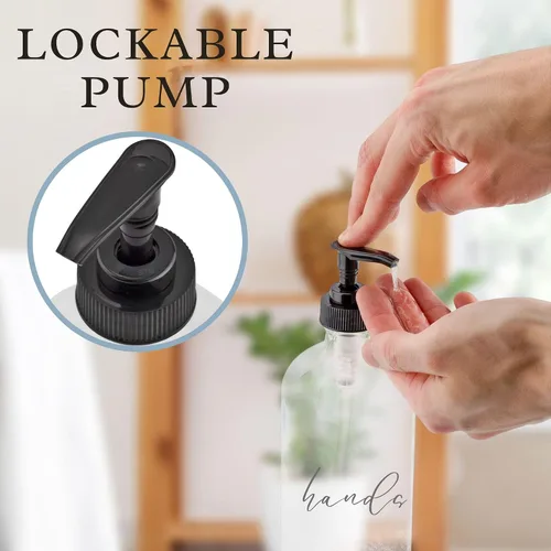 Vista 5 de Cornucopia Brands Botellas de bomba para platos de manos de 16 onzas (transparentes, juego de 2); dispensadores de bomba para cocina y hogar