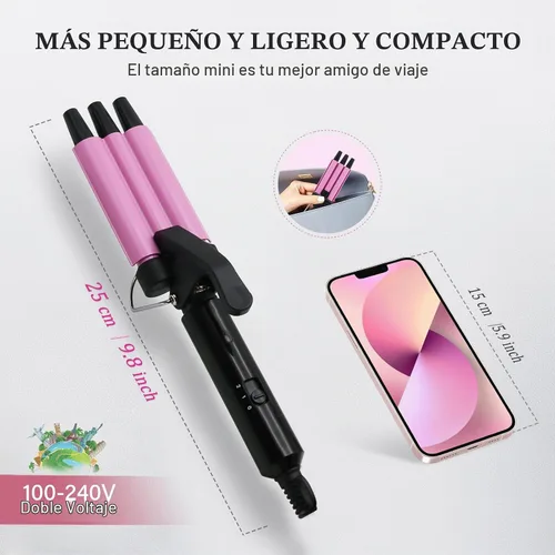 Vista 2 de janelove Crimpadora de cabello mejorada de 2 temperaturas ajustables, rizador de ondas de playa de 1/2 pulgada, rizador de cabello para cabello