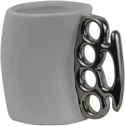 Vista 2 de Fairly Odd Novelties Knuckle Duster - Taza de café de cerámica, color blanco